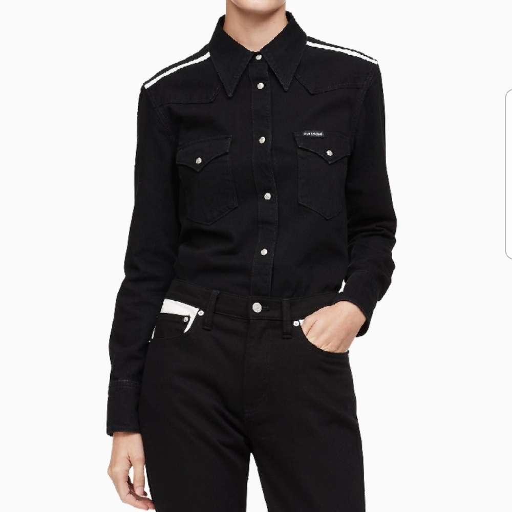 Calvin Klein Black Western Denim Button Up